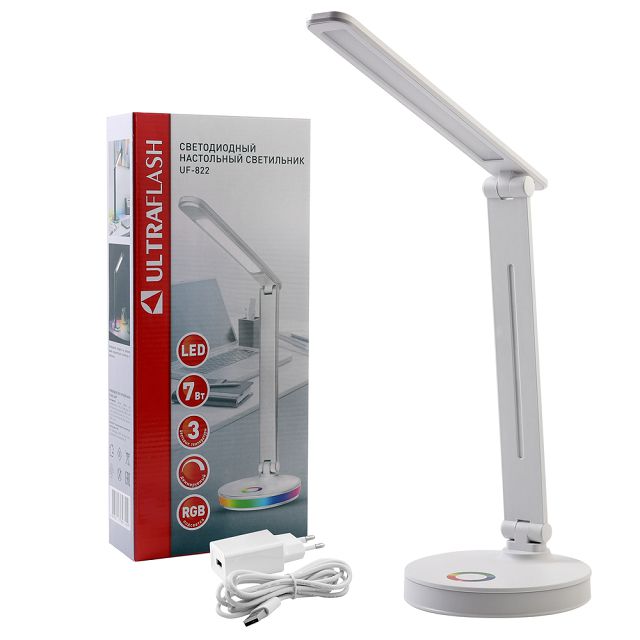 лампа настольная ULTRAFLASH 7Вт LED RGB ночник белый