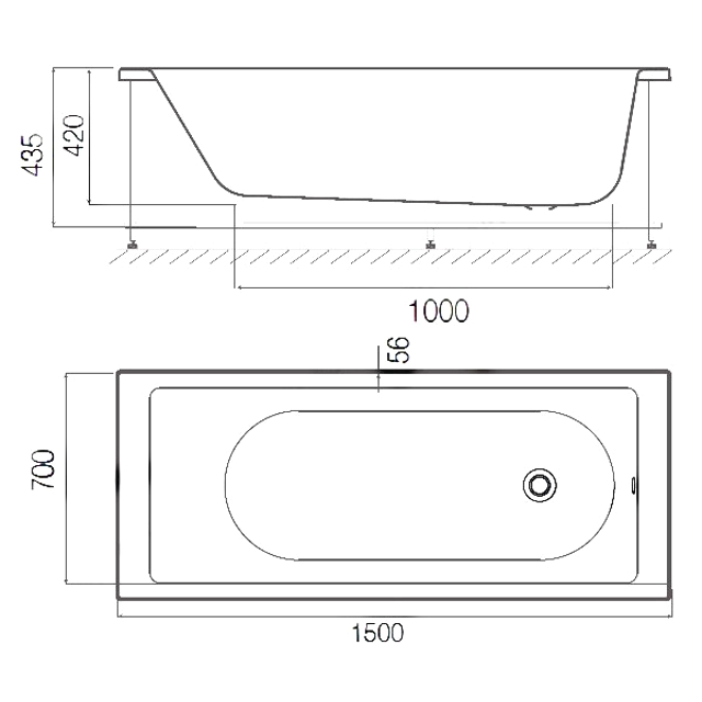 ванна акриловая прямоугольная AM.PM Sense New A0 150x70 см