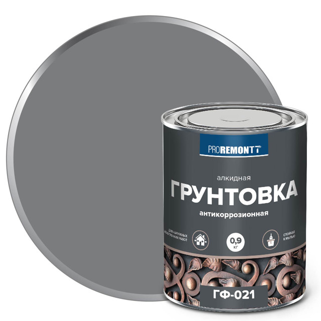 грунтовка ГФ-021 PROREMONTT серый 0,9кг, арт.0006599