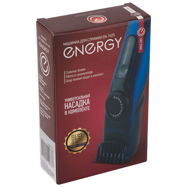 машинка для стрижки ENERGY EN-742S аккумулятор 1-12мм 1 насадка синий