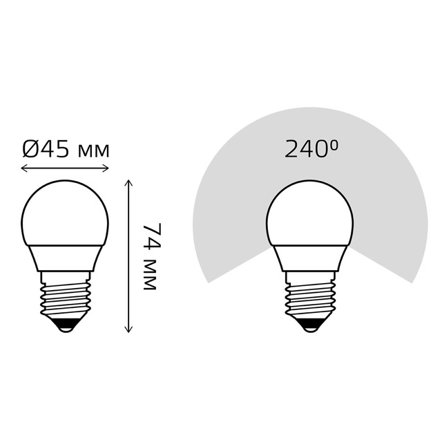 лампа светодиодная GAUSS Elementary 6Вт Е27 Led 450Лм 4100K шар