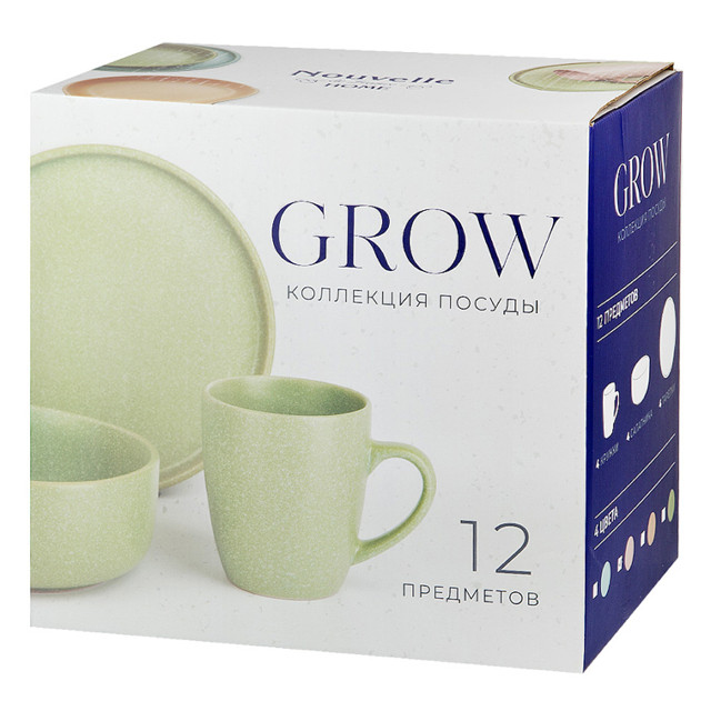 столовый набор NOUVELLE HOME Grow Blue 4/12 керамика