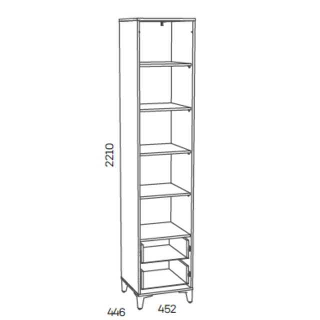 шкаф-пенал Морти 452х446х2210мм дуб бунратти/серый/белый