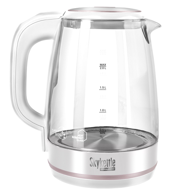 чайник REDMOND RK-G203S SkyKettle 2200Вт 2,0л стекло бел.