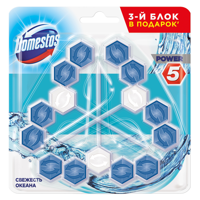 подвеска для унитаза DOMESTOS Power 5 Свежесть океана 3х55г