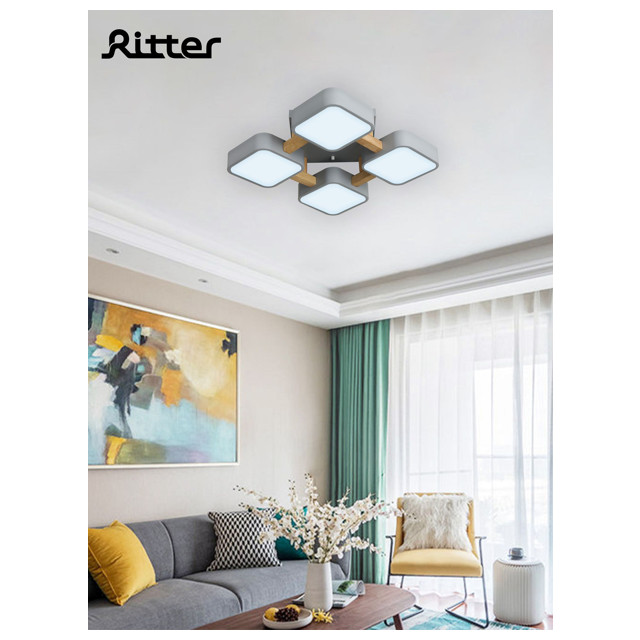 люстра потолочная светодиодная RITTER Scandia 56Вт LED дерево серый