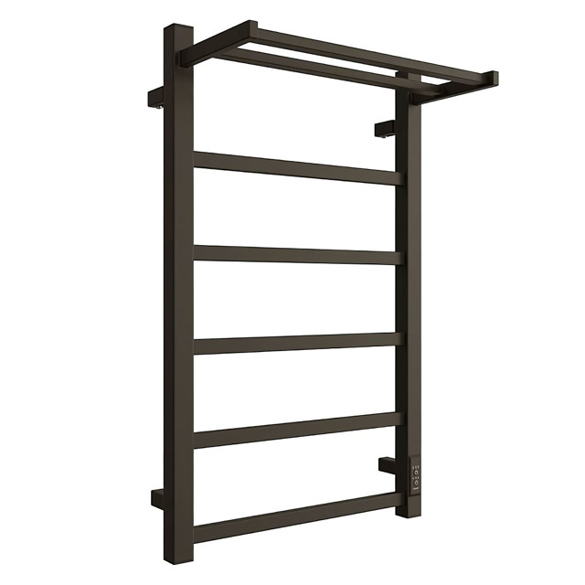 полотенцесушитель электрический STOUT Jazz Quadro 800х500мм 132Вт черный матовый с полкой