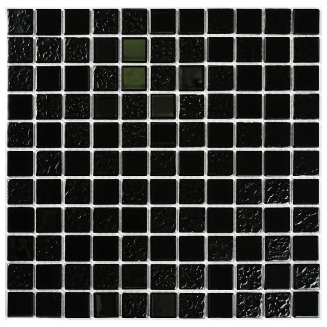 мозаика стеклянная, 30х30х0,35 Black Rose, черная