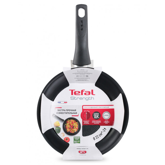 сковорода TEFAL Strength 22см антипригарная, штампованный алюминий