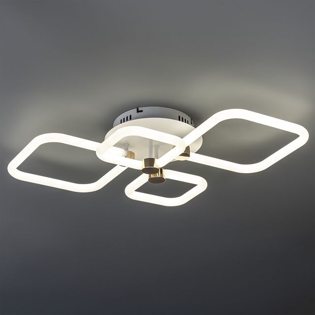 люстра потолочная RITTER LED Ottimo диммируемая с Алиса ДУ 102Вт 3 режима 46м2 белый/золото