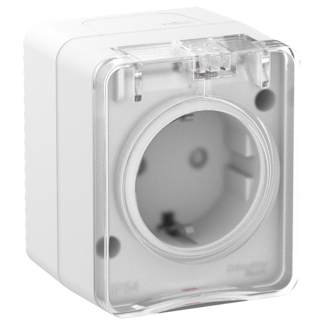 розетка 1 пост Atlas Design Profi54 с/з со шторками белый