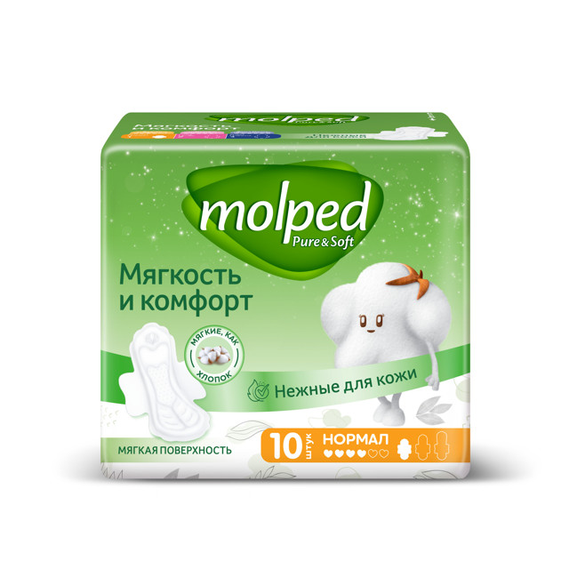 прокладки MOLPED Pure&Soft Нормал ультратонкие 10шт прокладки MOLPED Pure&Soft Нормал ультратонкие 10шт