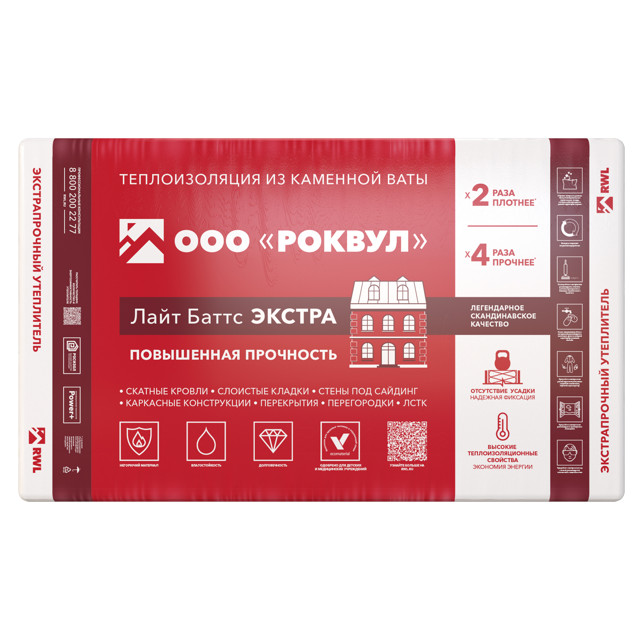 теплоизоляция ROCKWOOL Лайт Баттс Экстра 1000х600х50мм