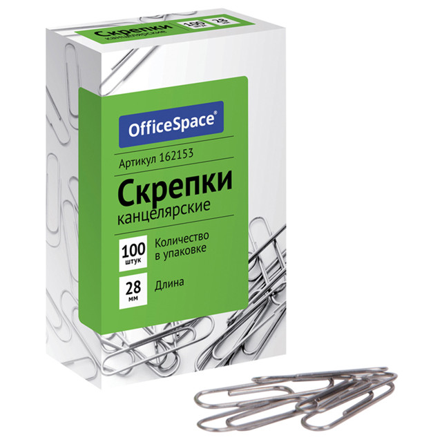 скрепки OfficeSpace 28мм 100шт