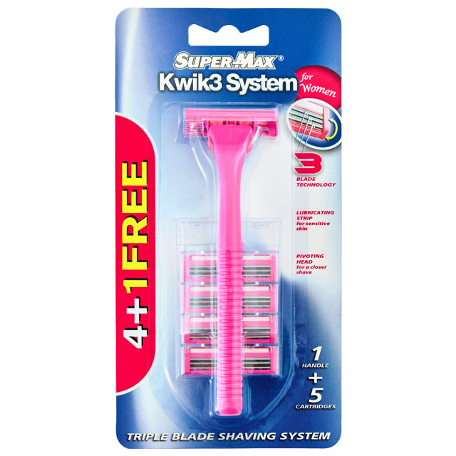 станок для бритья SUPER-MAX Kwik3 System for Women + 4 кассеты 3 лезвия