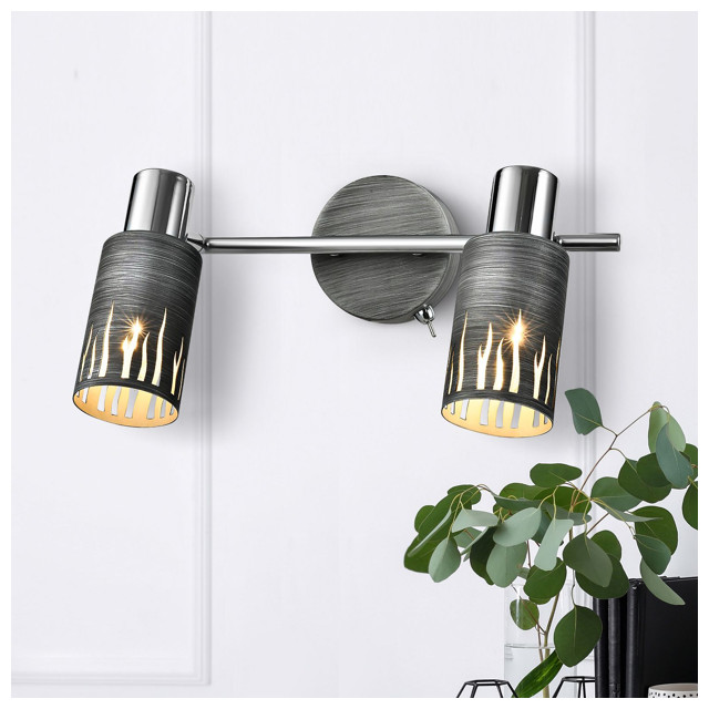 спот RIVOLI Lethe 2х40Вт E14 поворотный металл серый