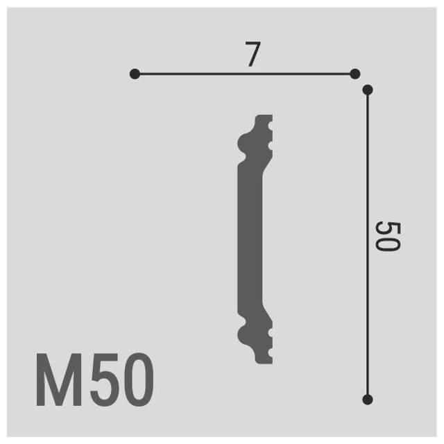 молдинг ДЕ-БАГЕТ М50 50х7х2000мм полимер(xps), арт. 00-00003304