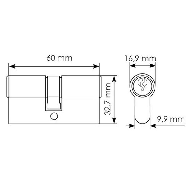 цилиндр ключевой MORELLI 60мм 30+30 никель