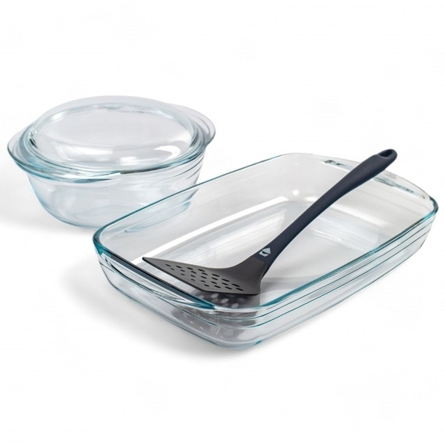 набор посуды для запекания PYREX Lunar 3пр.(формы овальная/прямоугольная, лопатка) жаропроч. стекло