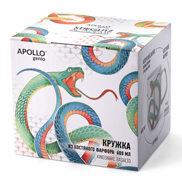 кружка APOLLO Genio Kingsnake Basalto 600мл костяной фарфор голубой