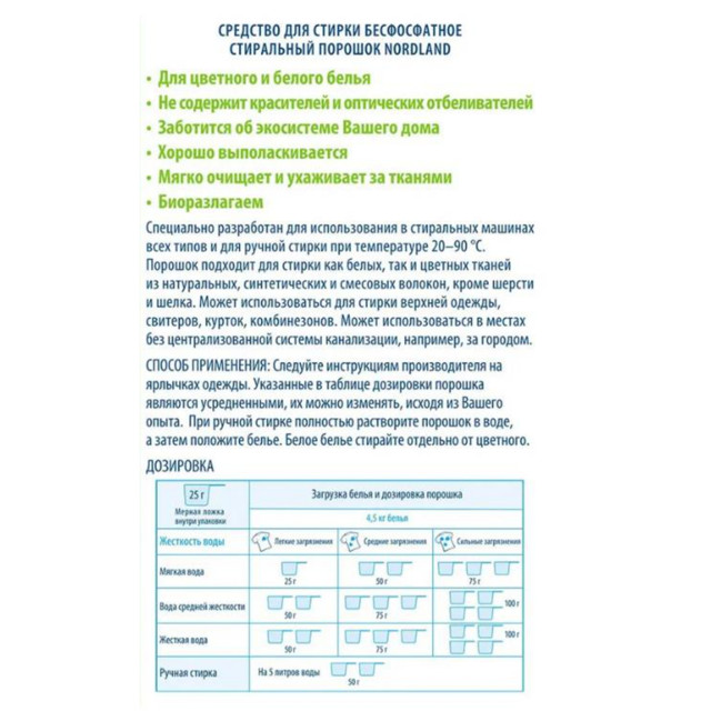 порошок  стиральный NORDLAND Eco 1,8кг