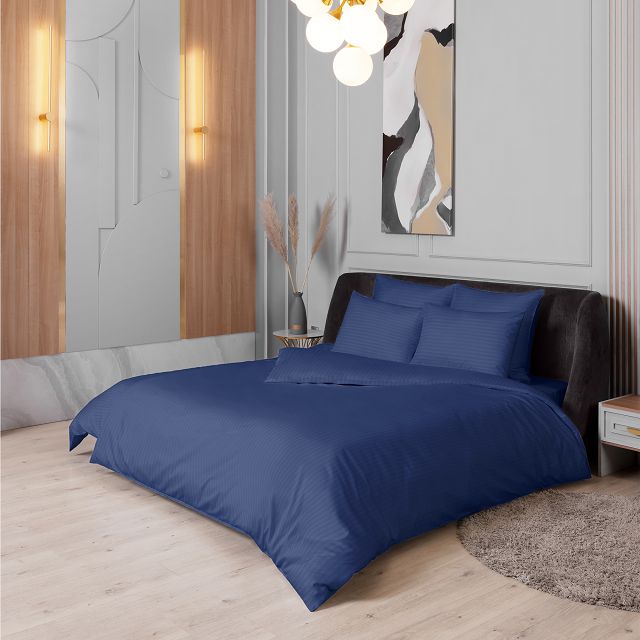 постельное белье евро VEROSSA Stripe сатин-страйп 4 нав.50x70см и 70x70см синее, арт.737994