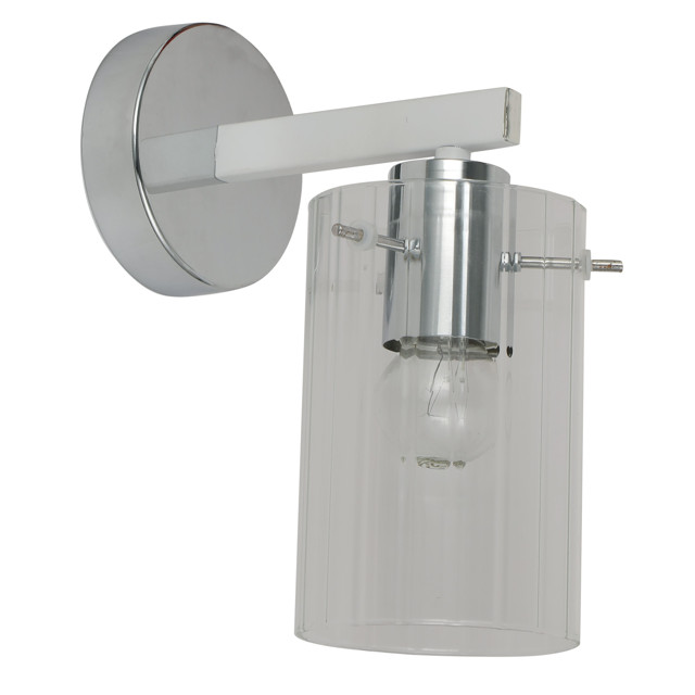 бра SCHAFFNER Metri Е27 1x40Вт стекло металл хром белый