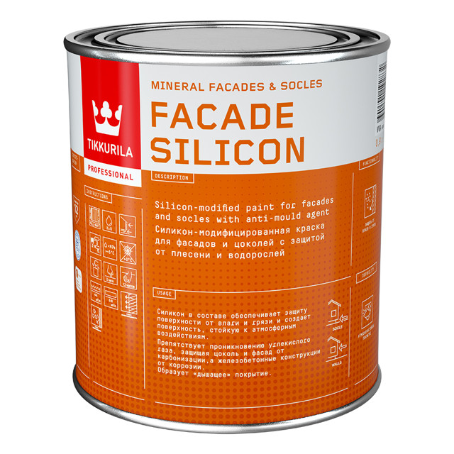 краска акриловая фасадная TIKKURILA Facade Silicon база А 0,9л белая, арт.700011473