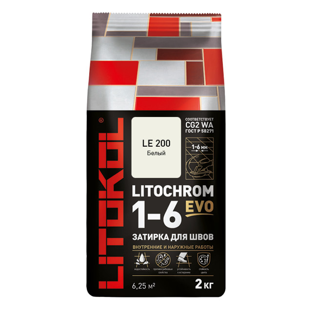 затирка для швов LITOKOL Litochrom EVO 1-6мм 2кг белая