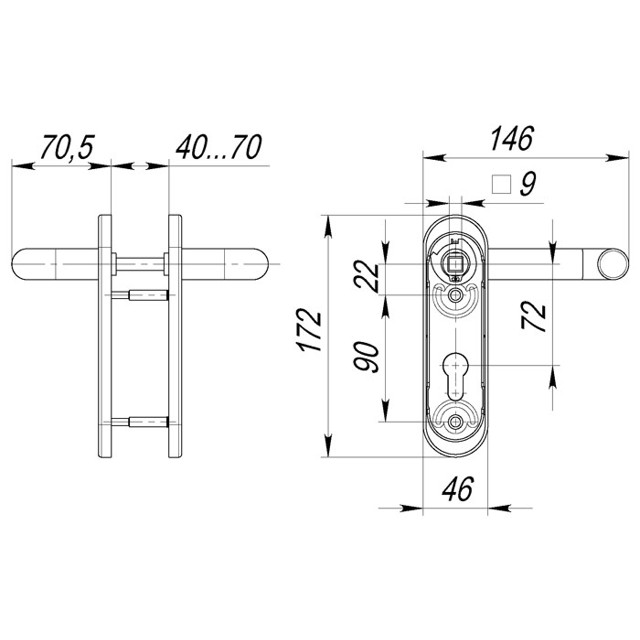 ручка дверная на планке FUARO DH-0433 для противопожарных дверей черный с пружиной