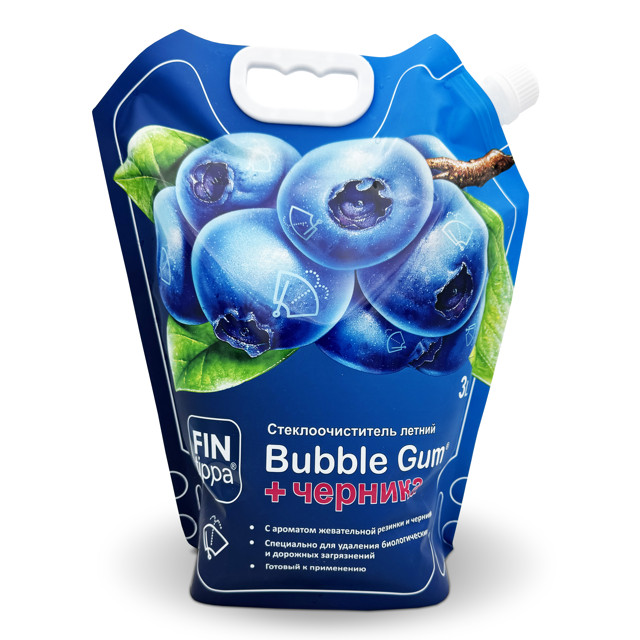 автоочиститель стекол FIN TIPPA Bubble Gum летний 3л дой-пак черника