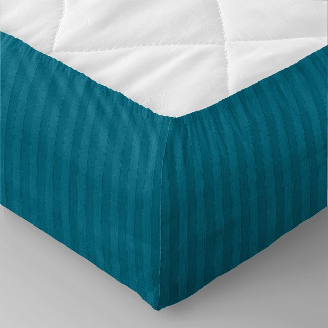 простыня на резинке VEROSSA Stripe 160х200х30см сатин-страйп изумрудная, арт.784504
