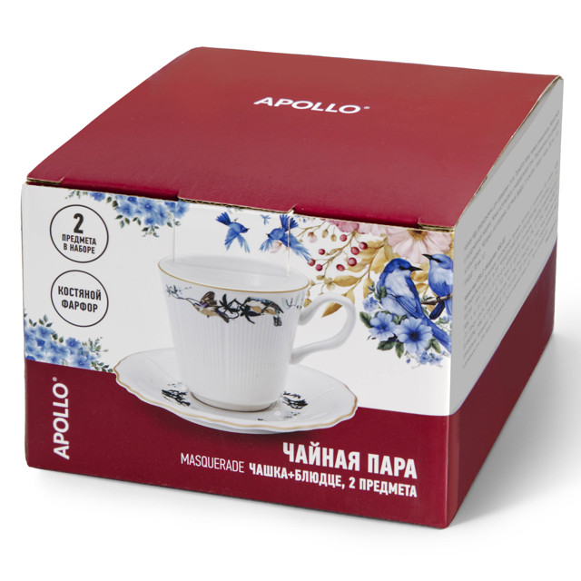 чашка с блюдцем APOLLO Masquerade 200мл костяной фарфор
