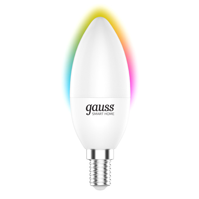 лампа GAUSS Smart Home 5Вт Е14 LED 470Лм 2700/6500К С37 RGBW свеча дим