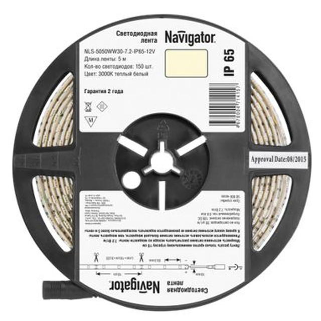 лента светодиодная LED NAVIGATOR 3000K 7.2Вт IP65 12В