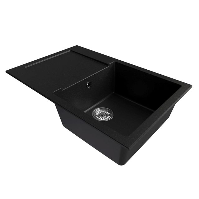 мойка Mixline ML-GM31 КОМФОРТ прямоугольная с крылом 770х500х190мм искуственный камень ультра-черная