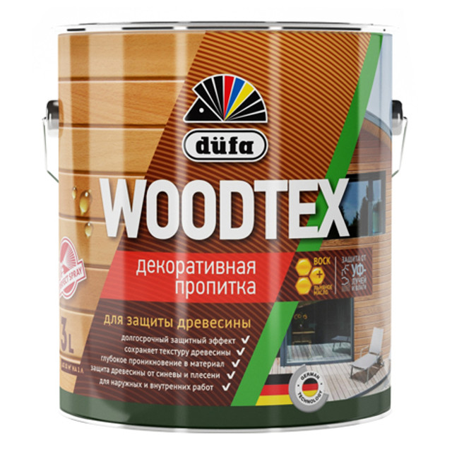 средство деревозащитное DUFA Woodtex 3л тик, арт.Н0000006087