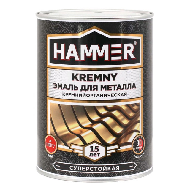 эмаль термостойкая HAMMER Kremny для металла 0,8кг черная RAL9004, арт.ЭК000138079