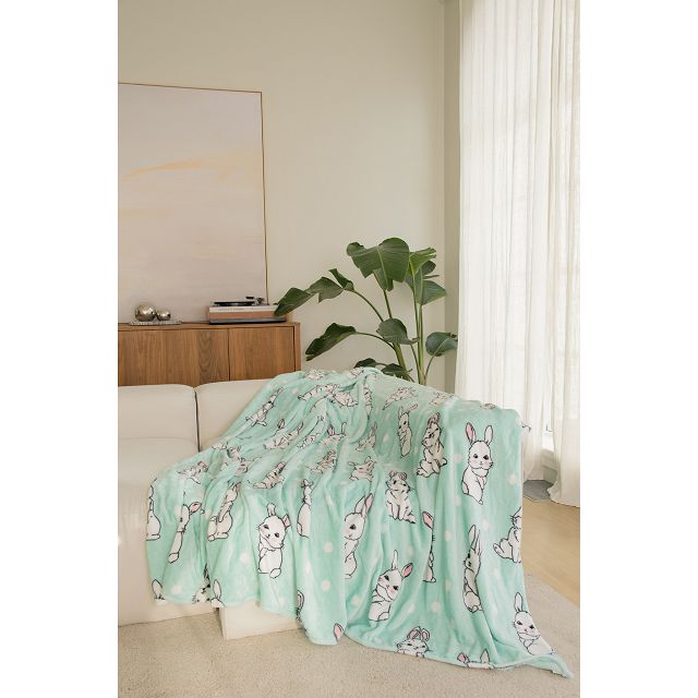 плед микрофибра Cute rabbit, 140х200 см, мятный