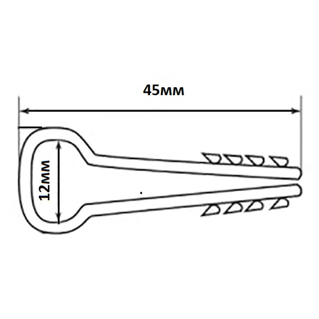 дюбель-хомут для крепления прямоугольного кабеля 12х6мм уп.15шт белый