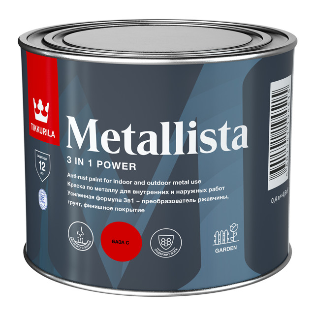 краска алкидная TIKKURILA Metallista по ржавчине 0,4л бесцветная, арт.700011736