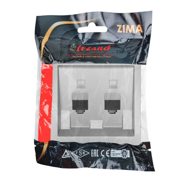 розетка компьютерная 2 поста LEZARD Zima серый матовый