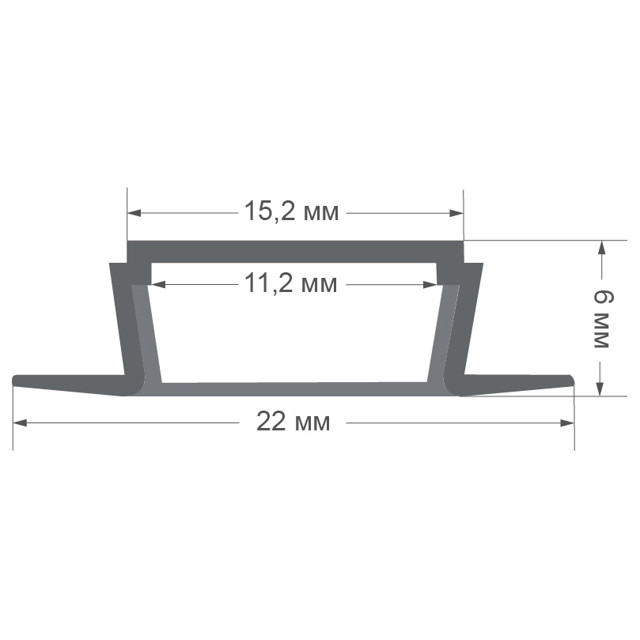 профиль для светодиодной ленты APEYRON встраиваемый 22х6х2000мм чёрный