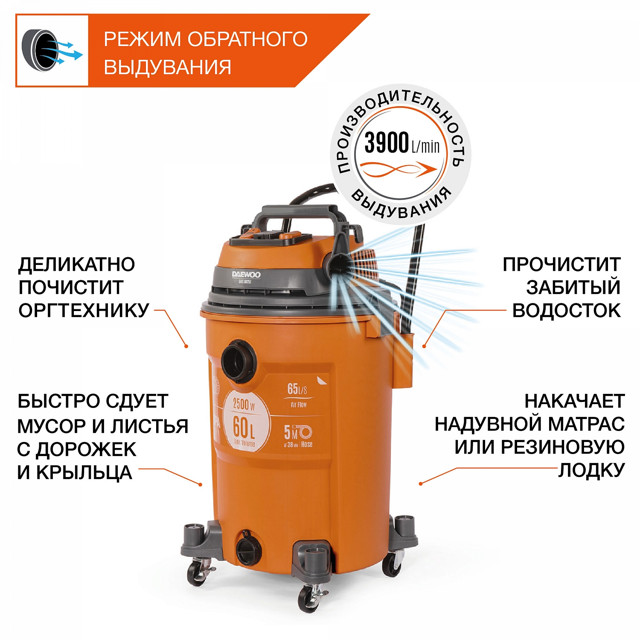 пылесос строительный DAEWOO DAVC 6025S 2500Вт