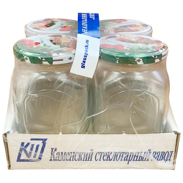 набор банок Кубышка Твист 0,72л 4шт с крышками стекло