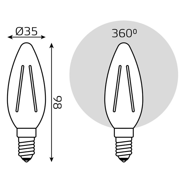 лампа GAUSS Filament Свеча 11Вт Е14 LED 810Лм 2700К свеча