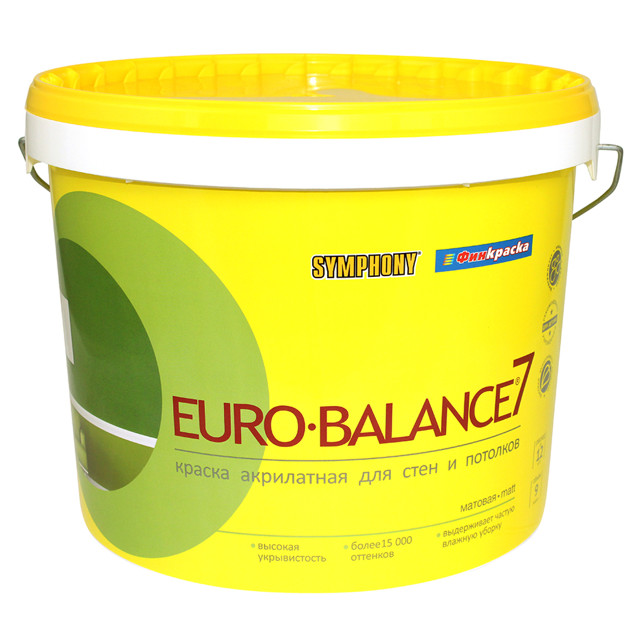 краска в/д SYMPHONY Euro-balance 7 база С матовая 2,7л бесцветная, арт.9233