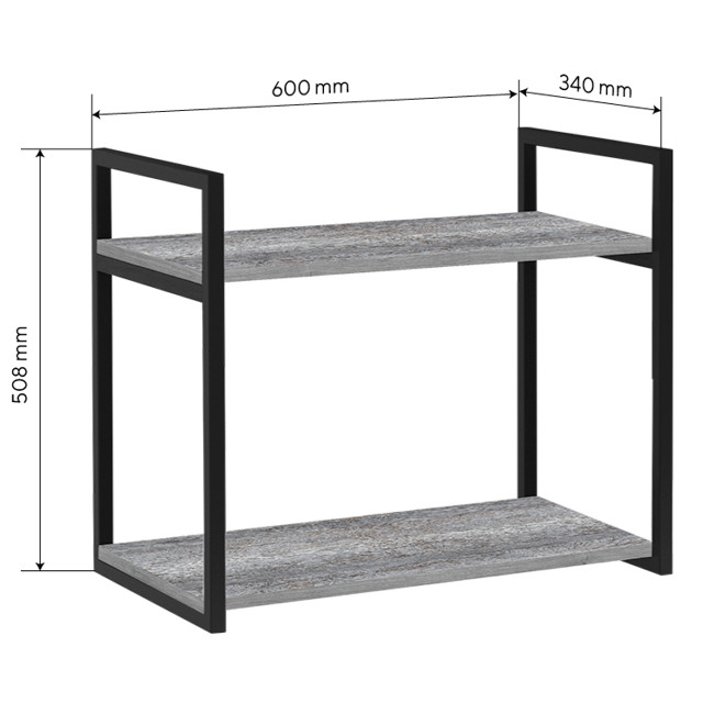 полка модульная Бастет 2 держателя 600х340х500мм Рагнар/муар черный ЛДСП/металл