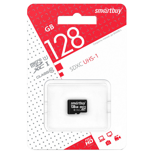 карта памяти micro SDXC SMARTBUY 128GB Class 10 UHS-1 без адаптера