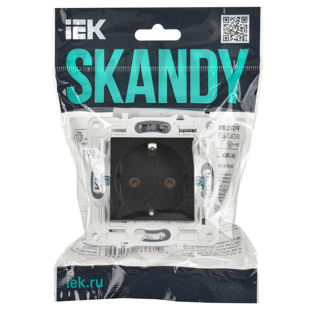 розетка 1 пост IEK Skandy с/з б/ш 16А черный